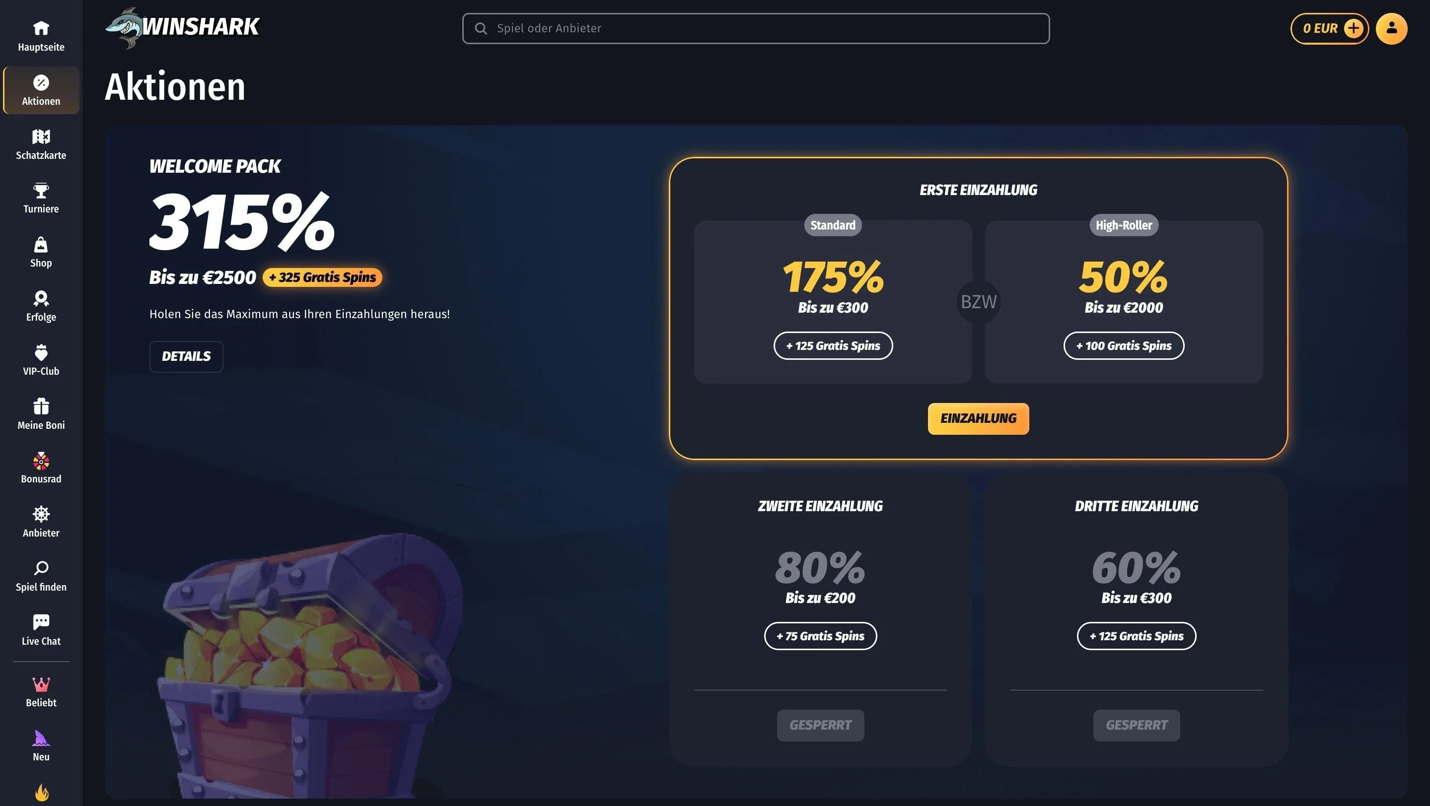 Winshark Casino mit Sofort Auszahlung